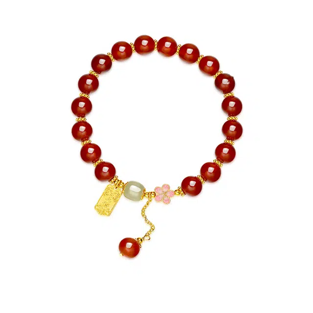 万娜 小桃花上上签转运珠手饰  正缘桃花  偶遇佳侣 好运 玛瑙 手串 女款