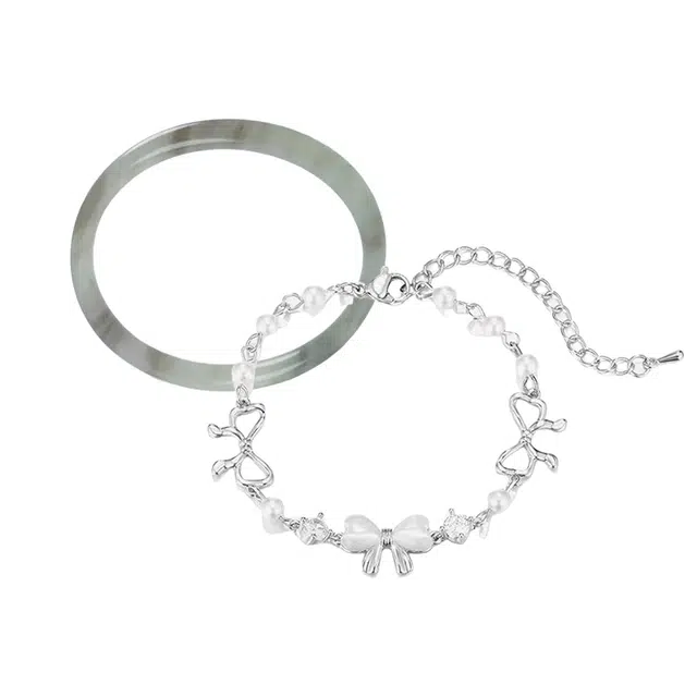 大唐国鼎 蝴蝶结 时尚简约轻奢小众设计森系高级感 优雅甜美精致气质甜妹 可爱温柔浪漫百搭  好运 猫眼石 手链 女款