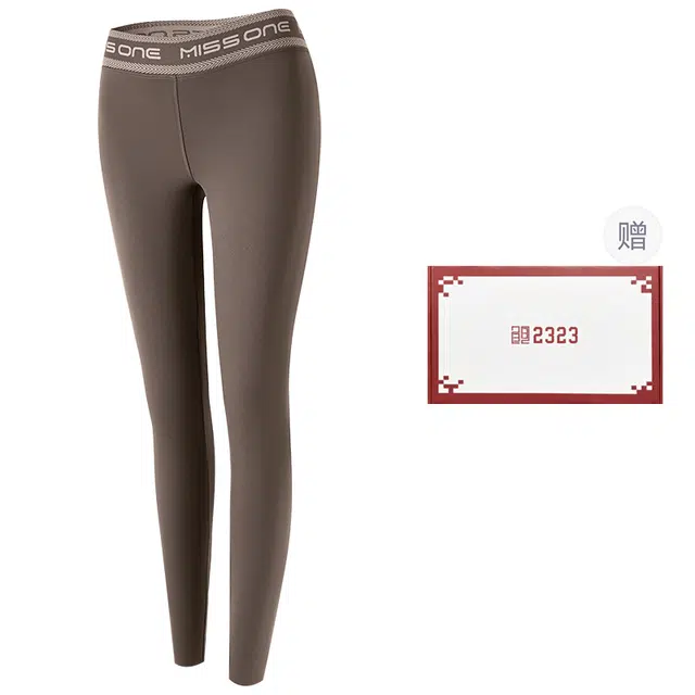 二三二三 无痕外穿加绒加厚大码打底收腹提臀保暖裤 女款 咖色
