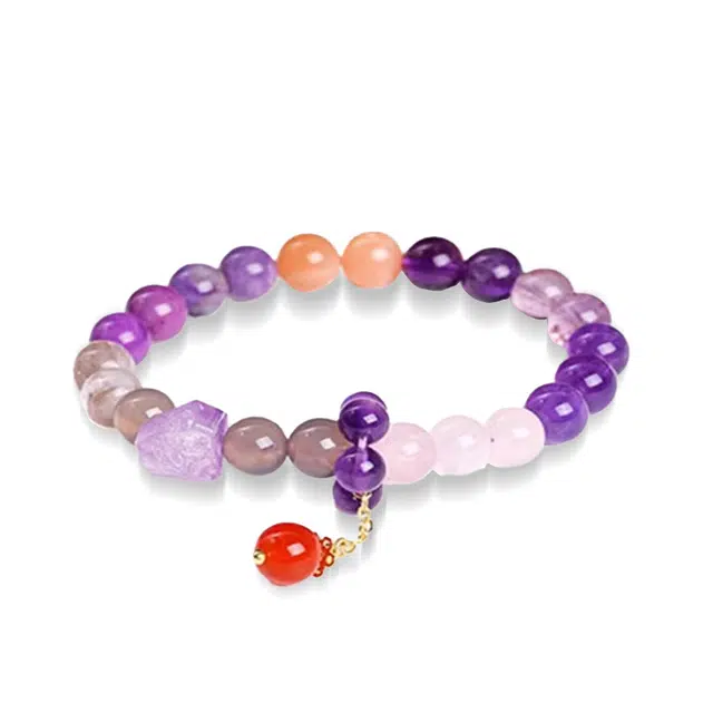 银千惠 新中式紫水晶九紫离火转运珠平安纳福串珠链 国潮学业顺利金榜题名串珠链小众不规则百搭送礼本命年生日首饰#好运 水晶 手串 女款