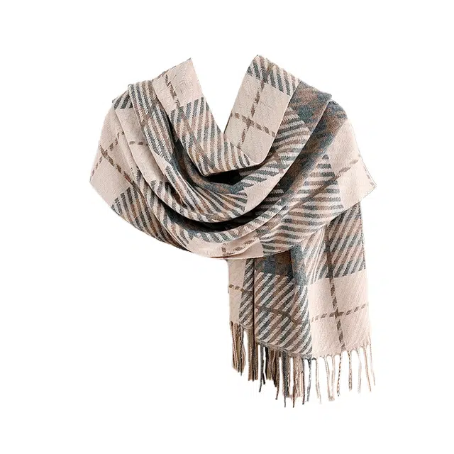 俞兆林 仿羊绒千鸟格韩版保暖围脖百搭流苏披肩 绒线围巾 男女同款情侣款