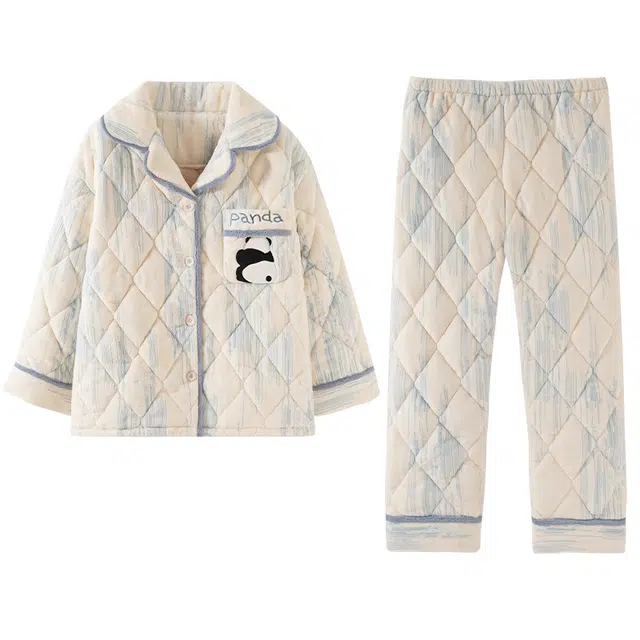 欧诗帛 舒适透气保暖简约睡衣套装 女款 图片色