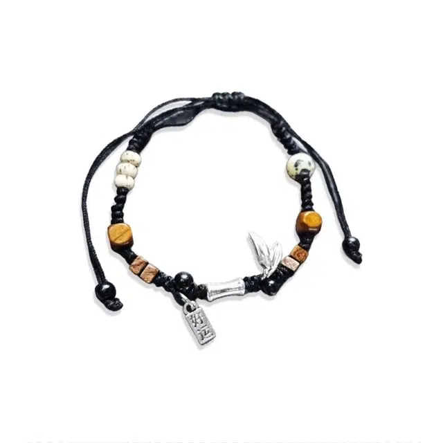 大唐国鼎 好运竹叶 时尚简约 新中式寓意学业有成 财运亨通 好运相伴 好运 合金 手链 男女同款情侣款