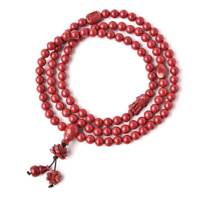 灵菲 真品多圈貔貅高含量紫金砂念珠一款两戴好运 再造辰砂朱砂 手串 女款