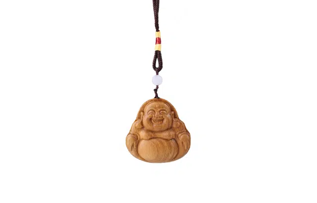 檀欣 妈祖祝福新中式 原木雕刻开心弥来佛文玩 笑口常开佛公一帆风顺精致 纳福 绿檀 把件 男女同款情侣款