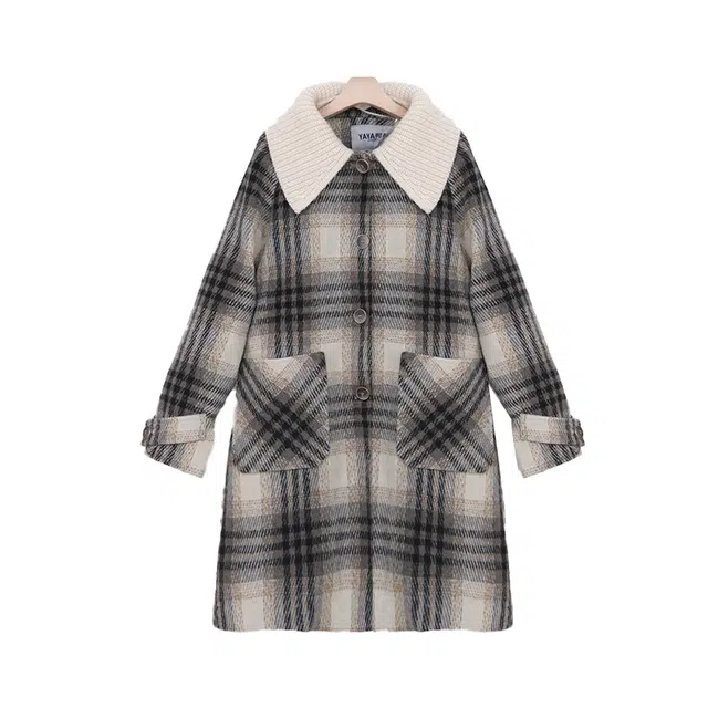 鸭鸭 时尚百搭毛呢中长款外套羽绒服 男女同款