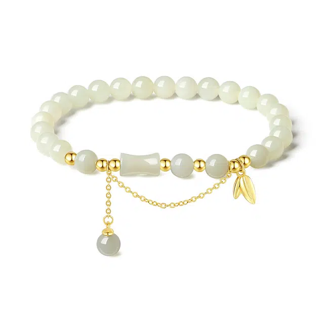 【升职加薪 】 万娜 烟雨竹节 步步高升 事业有成  好运 和田玉手串 青白玉 女款