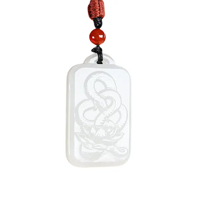 舒杰 国潮本命年生肖蛇项链 孤品   和田玉 白玉 男女同款情侣款