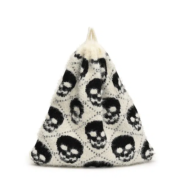 垣途者 小众个性简约百搭 毛绒 双肩包 女款 多个骷髅/单个大骷髅