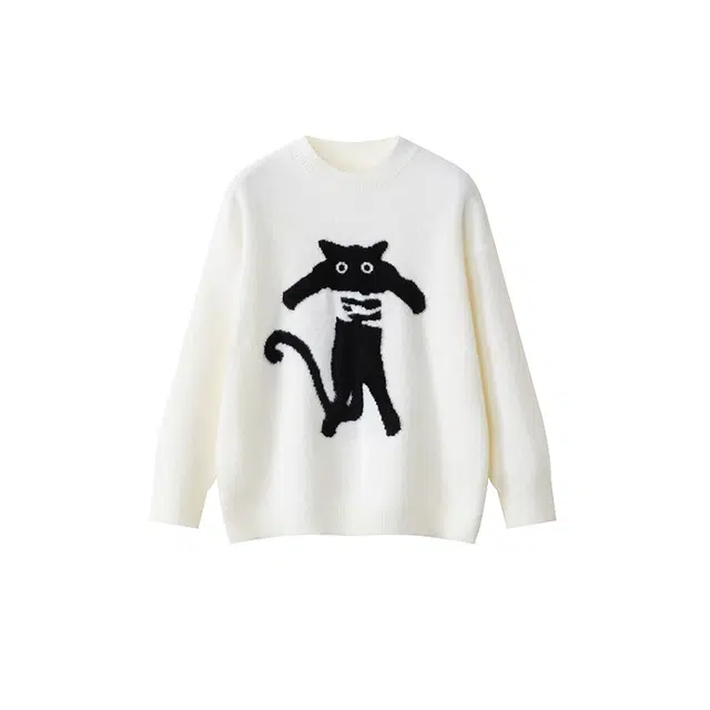 红蜻蜓 秋冬毛绒绒弹簧小猫针织毛衣 女款