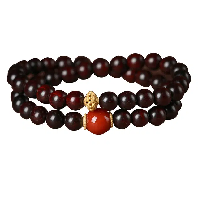 翠雅金楼 文玩双圈新中式一点红 民族风 高级感木作转运文艺#好运 檀木 手串 男女同款情侣款