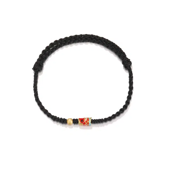 珂里 国潮复古小锦鲤手绳手工编织红色手绳本命年配饰红绳好运 合金 手链 男女同款情侣款