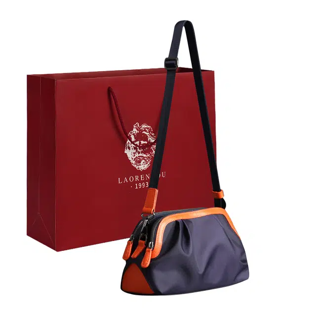 老人头 轻便休闲 织物 斜挎包 女款 蓝色/黑色