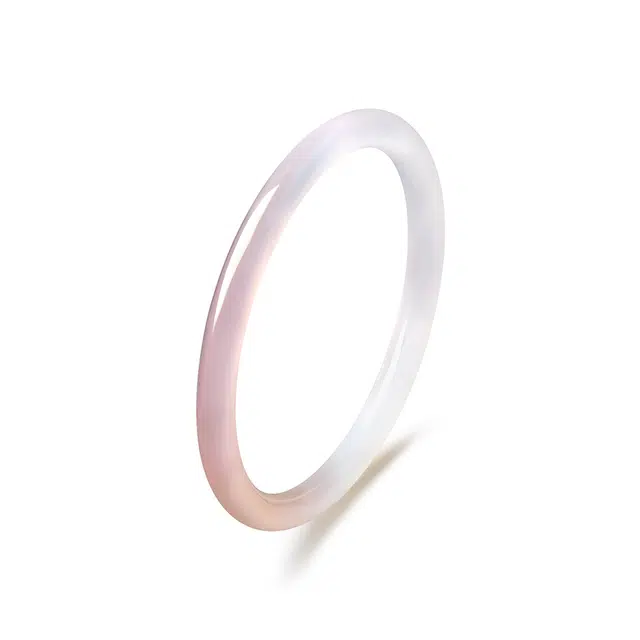 梦金园 倾玉系列 新中式国风渐变粉色细圆条镯子玉镯叮当镯 复古优雅显白#好运 玉髓 手镯 女款