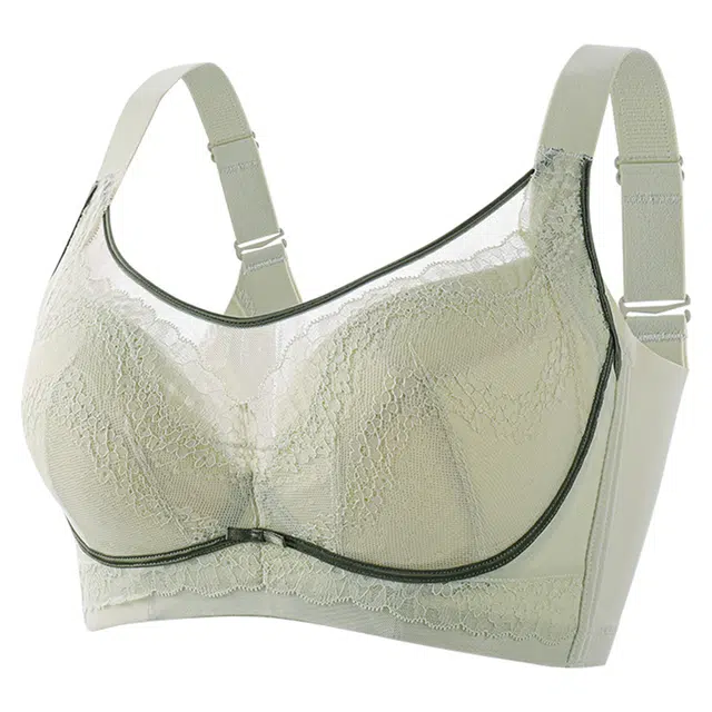 二三二三 大胸显小抹胸软钢圈防下垂收副乳乳胶透气舒适聚拢文胸 女款 清新绿