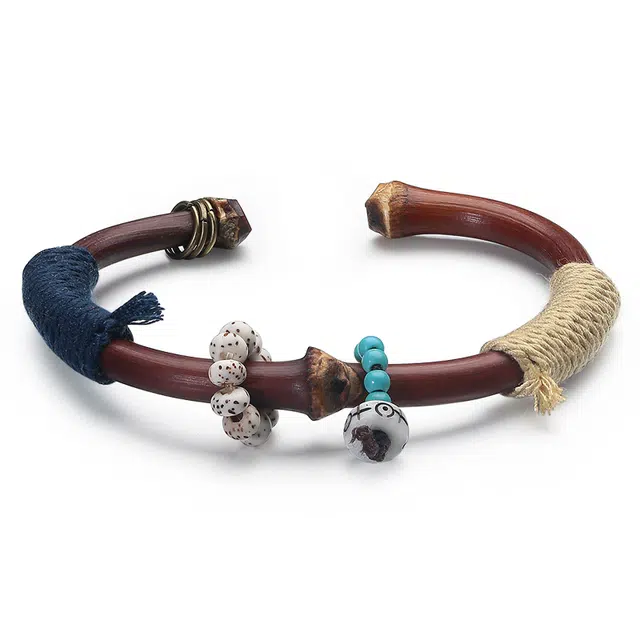 周帝王 诸事顺利平安喜乐新中式国风招财纳福转运珠前程似锦平安喜乐编织红绳素圈好运 鸡血藤 木作手串 男女同款情侣款