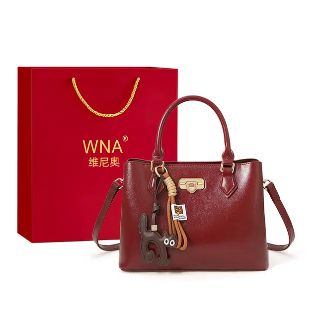维尼奥 高级感复简约百搭小众休闲 合成革 手提包 女款 红色