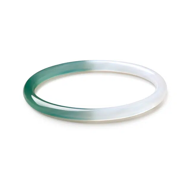 梦金园 倾玉系列 新中式国风渐变绿色细圆条叮当镯 复古优雅显白#好运 玉髓 手镯 女款