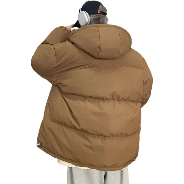 雅鹿 美式复古休闲连帽百搭设计感面包保暖棉服 男女同款