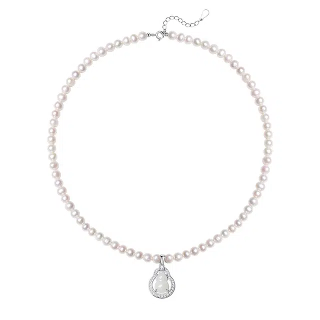 遇点 葫芦 好运福禄精致优雅高级感锁骨链 日常生日纪念日好礼 淡水珍珠 项链 女款