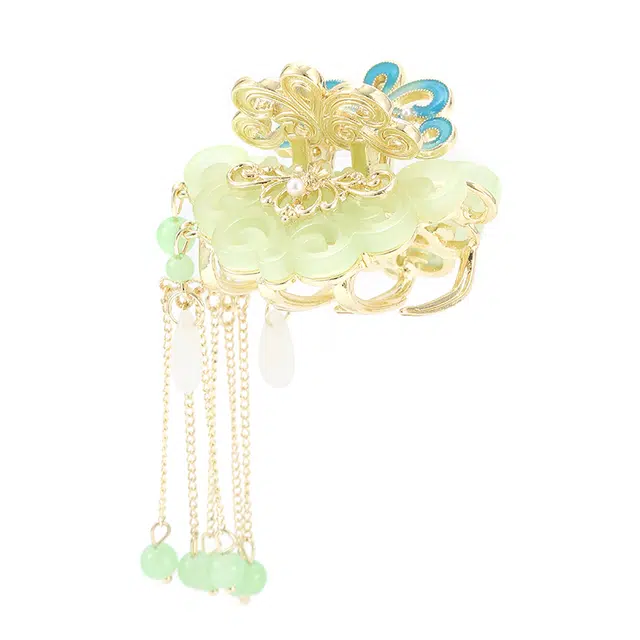 如花梦 新中式蝴蝶步摇流苏抓夹 古风旗袍汉服国风夹子头饰 合金 发夹 女款