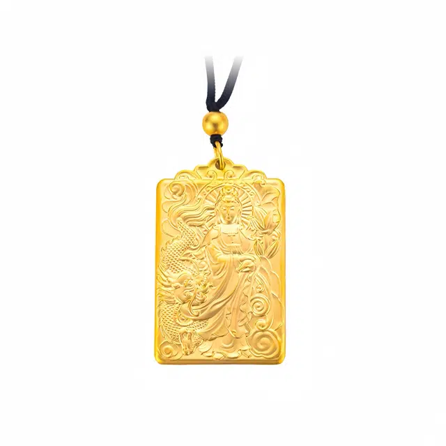 石在行 国潮复古生肖龙佛门观音菩萨编织链双面可佩戴锁骨链 御龙观音牌项链 合金 吊坠 男女同款情侣款