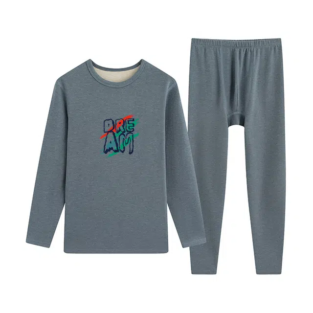 贴身领域 青少年内衣羊绒蚕丝德绒秋衣秋裤打底秋线衣线裤冬季保暖套装 男款