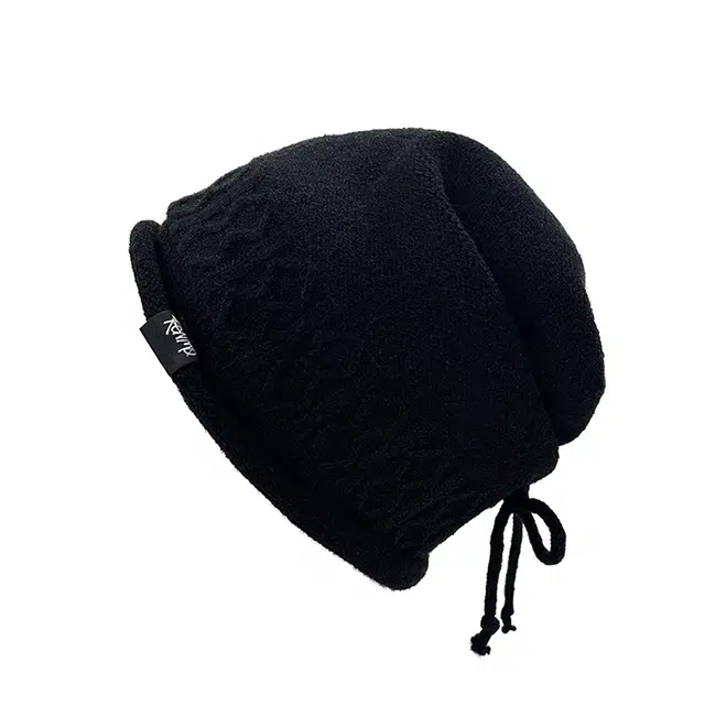 肯默 秋冬保暖 针织条纹  抽绳调节 仿兔毛 绒线帽 男女同款情侣款