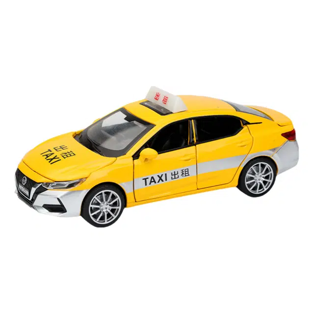 驰誉车玩 轩逸 出租车 合金车模 收藏摆件 亮灯响声 回力行驶 成品模型