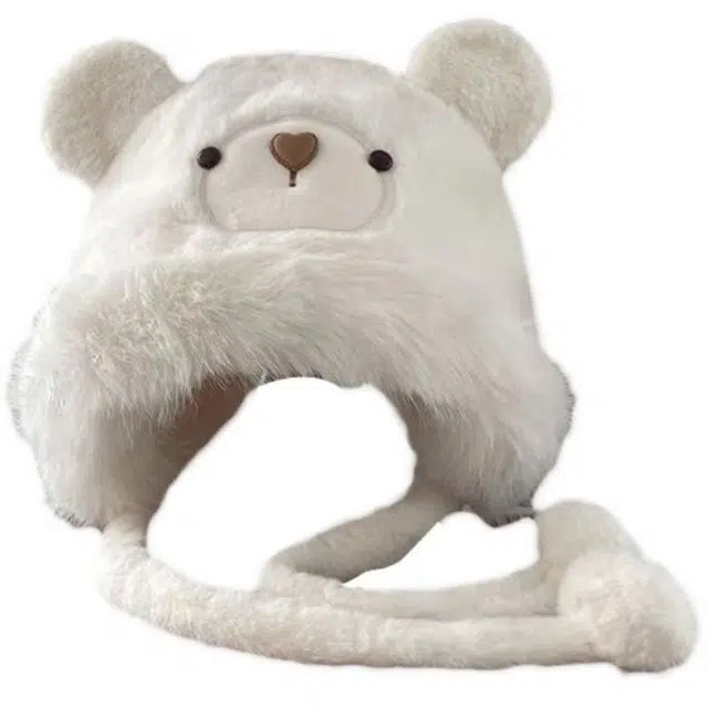 佩洛依 毛绒小熊耳朵 加厚保暖护耳骑车抗风 涤纶 雷锋帽 男女同款情侣款