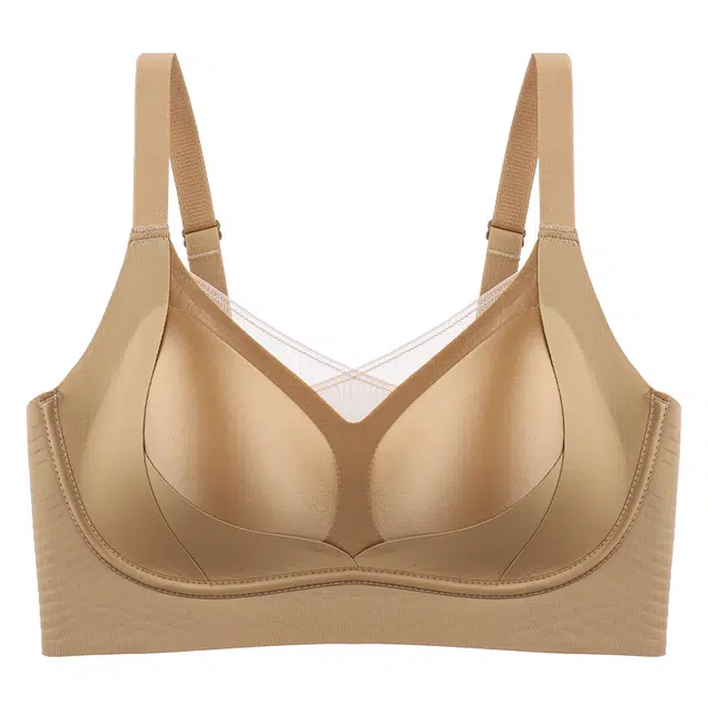 二三二三 无钢圈收副乳防下垂外扩软支撑无痕聚拢调整型文胸 女款 卡其肤