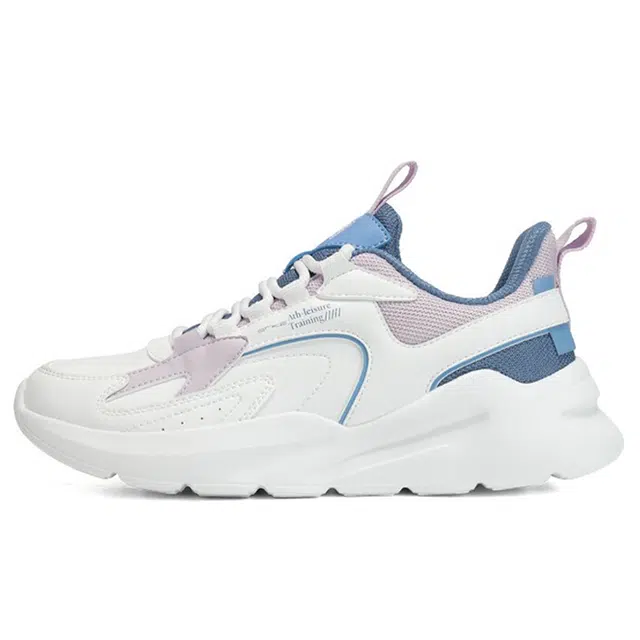 鸿星尔克 加绒时尚舒适百搭减震防滑耐磨 低帮 短跑跑步鞋 女款 白紫蓝