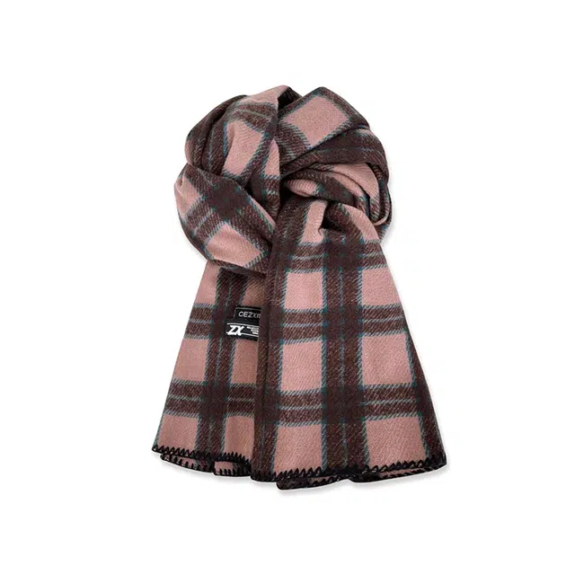 浪莎 秋冬保暖舒适透气护颈围脖渐变双色格子休闲时尚绒线围巾 男女同款情侣款 礼盒装 绒线围巾 男女同款情侣款