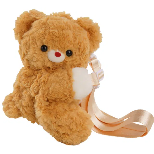 抱竹 古力古力 小熊古力趴趴包 可爱卡通百搭 聚酯纤维 双肩包 中号 女款 黄色