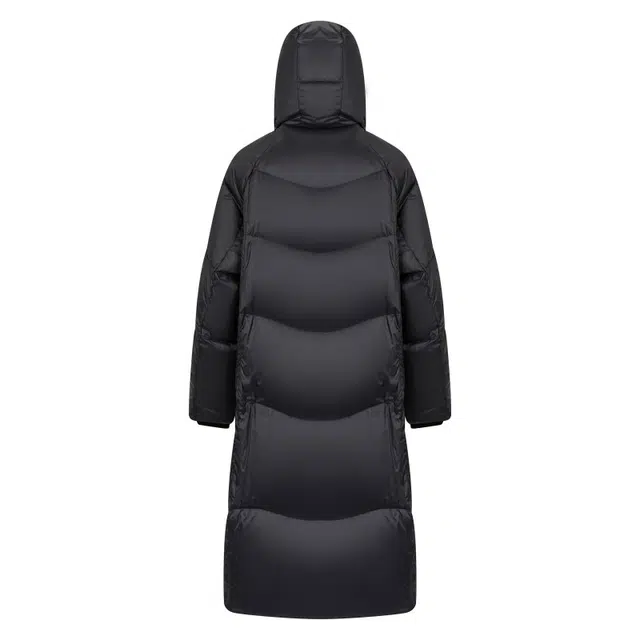 艾莱依 长款休闲设计感拉链连帽保暖纯色百搭长袖羽绒服 女款