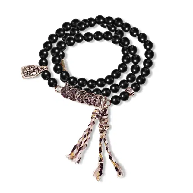 【普陀山官方已祝福】 普陀山文创 藏式扎基拉姆文玩木质多圈叠戴古风 好运转运礼盒 黑檀 手串 男女同款情侣款