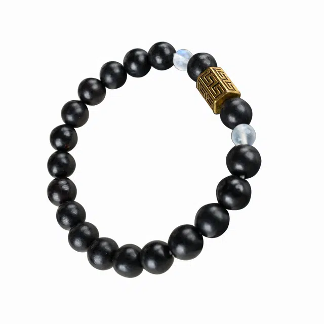 天纵 国风纳福平安回纹好运盘串 转运珠小众设计款 黑檀 木作手串 男女同款情侣款