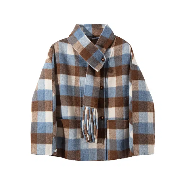 红蜻蜓 秋冬围巾可拆甜美外套大衣 女款