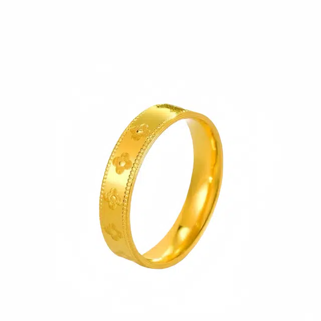 石在行 国潮新中式四叶草素圈指环 轻奢气质精致高级感五花幸运草 合金 戒指 男女同款情侣款