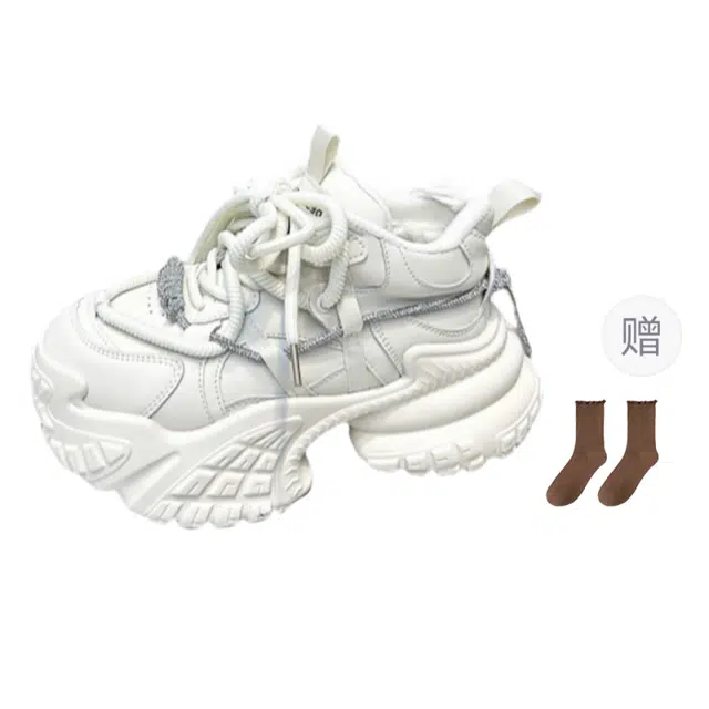 小鹿米利 厚底复古松糕运动鞋加绒休闲 防滑耐磨 老爹鞋 女款