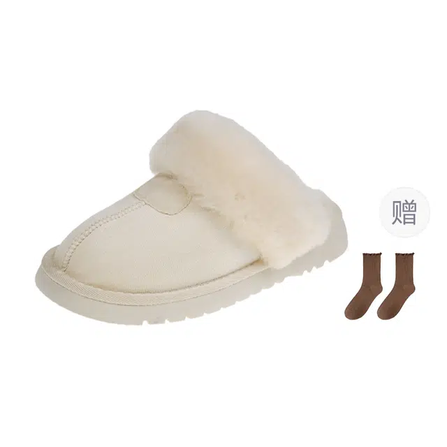 小鹿米利 皮毛一体加绒 防磨防滑包头拖鞋 女款