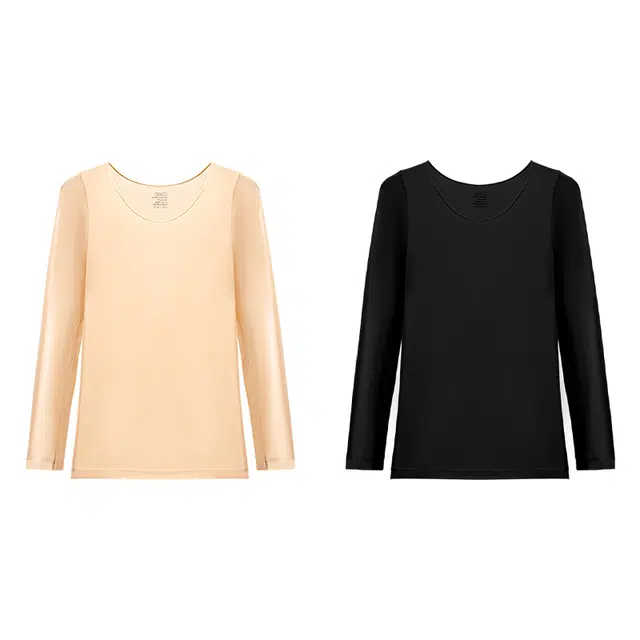 欧迪芬 蓄热高弹贴身肌底衣锁温透气无痕隐形打底长袖保暖上装 女款