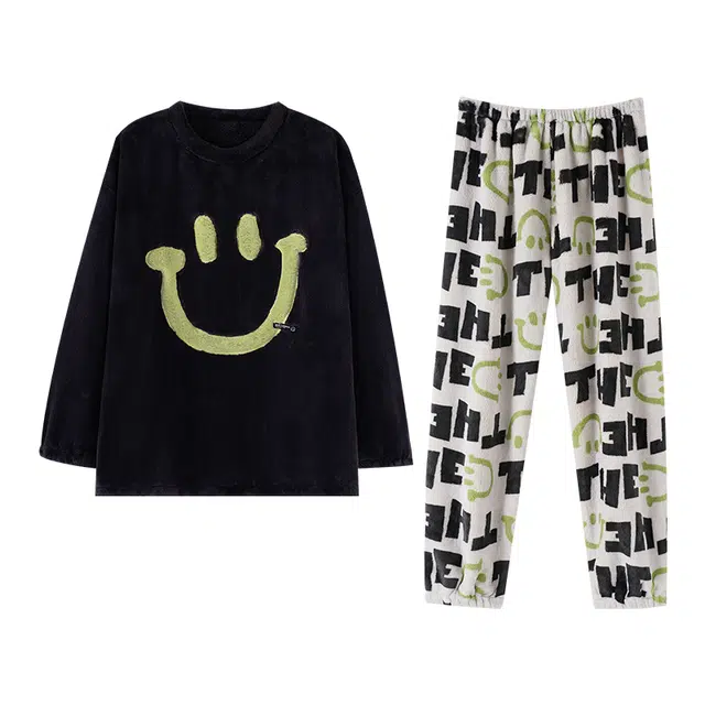 欧诗帛 舒适保暖简约加厚睡衣套装 男款 图片色