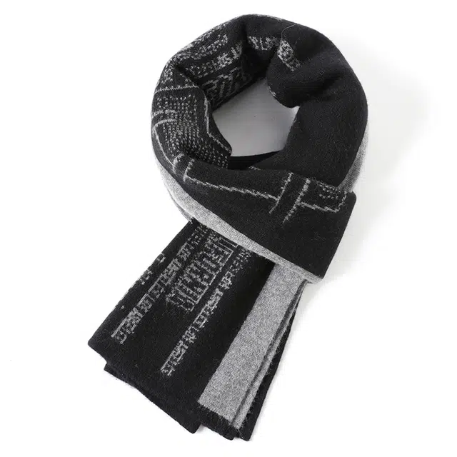 啄木鸟 羊绒冬季加厚保暖韩版格子羊毛高档礼柔软 绒线围巾 男款