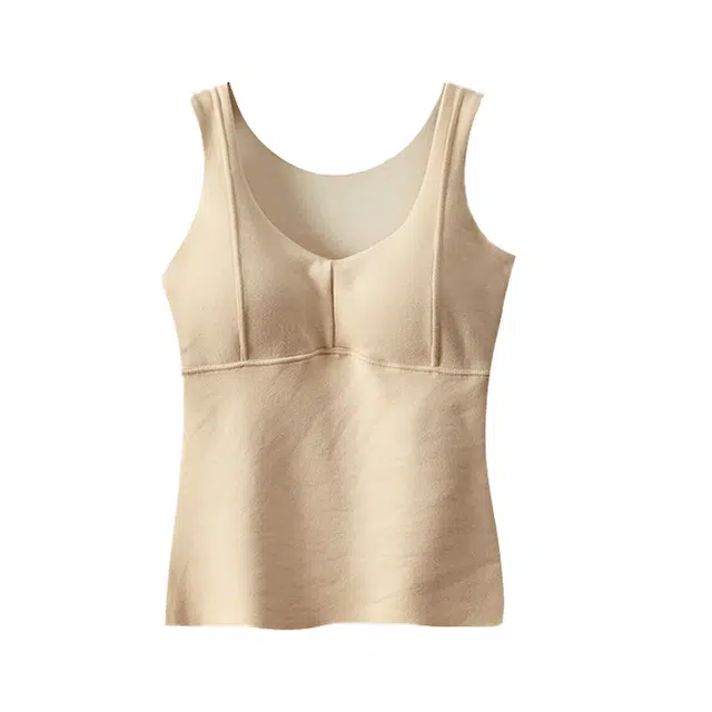 草本初色 无痕加绒加厚发热打底带胸垫保暖上装 女款