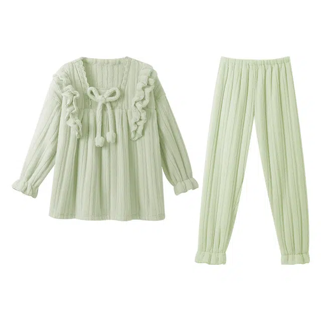 欧诗帛 家居服加厚亲肤保暖长袖长裤睡衣套装 女款 图片色