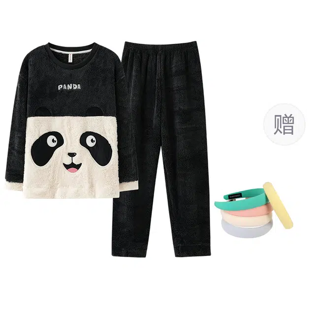 草本初色 卡通圆领长袖上衣可外穿长裤睡衣套装 女款 图片色