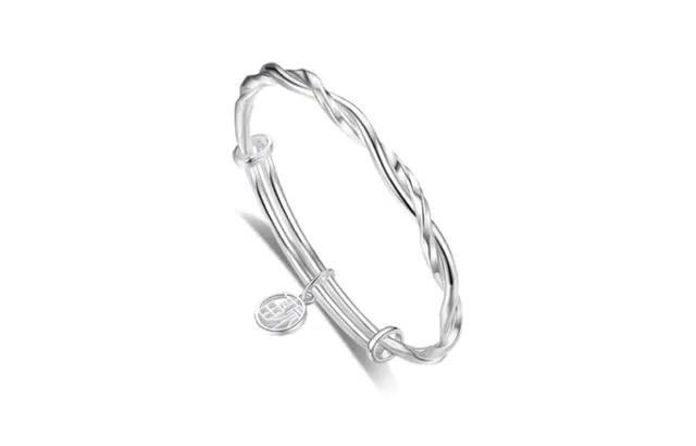 尚银福 福牌莫比乌斯 时尚复古轻奢小众设计 国潮新中式优雅甜美温柔民族风 气质精致名嫒风推拉可调节 好运 合金 手镯 女款