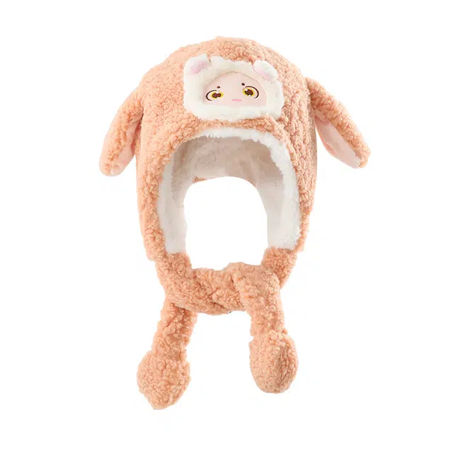 南极人 帽子围脖一体冬季加厚连帽围脖防风护耳保暖耳朵会动 加厚 绒线帽 儿童款