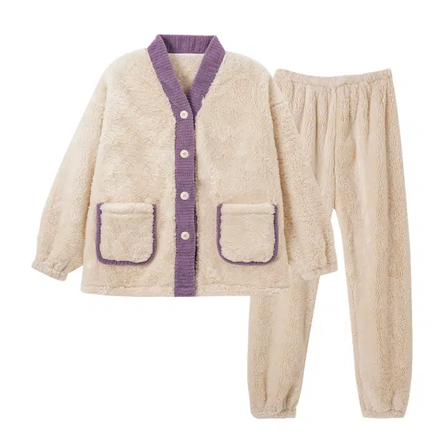 欧诗帛 加厚亲肤舒适休闲长袖长裤睡衣套装 女款 图片色